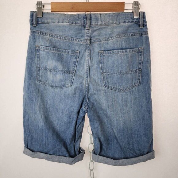 Girls Childrens Place Light Wash Distressed Jean Shorts Size 14 Adjustable Waist - Picture 2 of 4